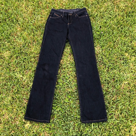 Wrangler Q Baby Jeans Bootcut Dark Blue Stretch Denim Women's 3/4 x 34 - Picture 4 of 11